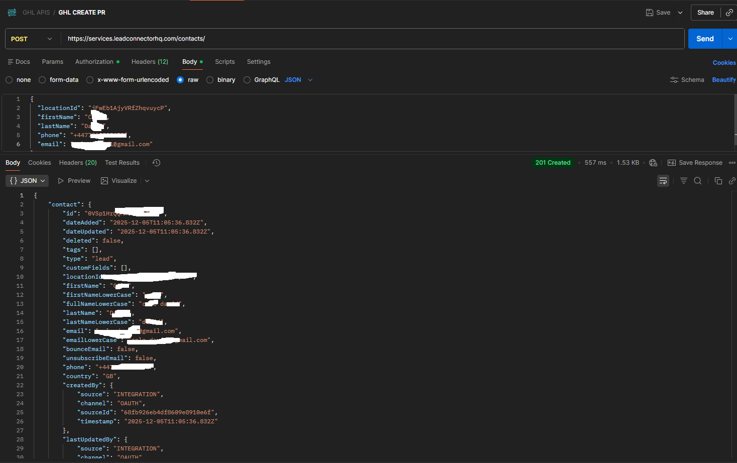 Postman POST Request with JSON